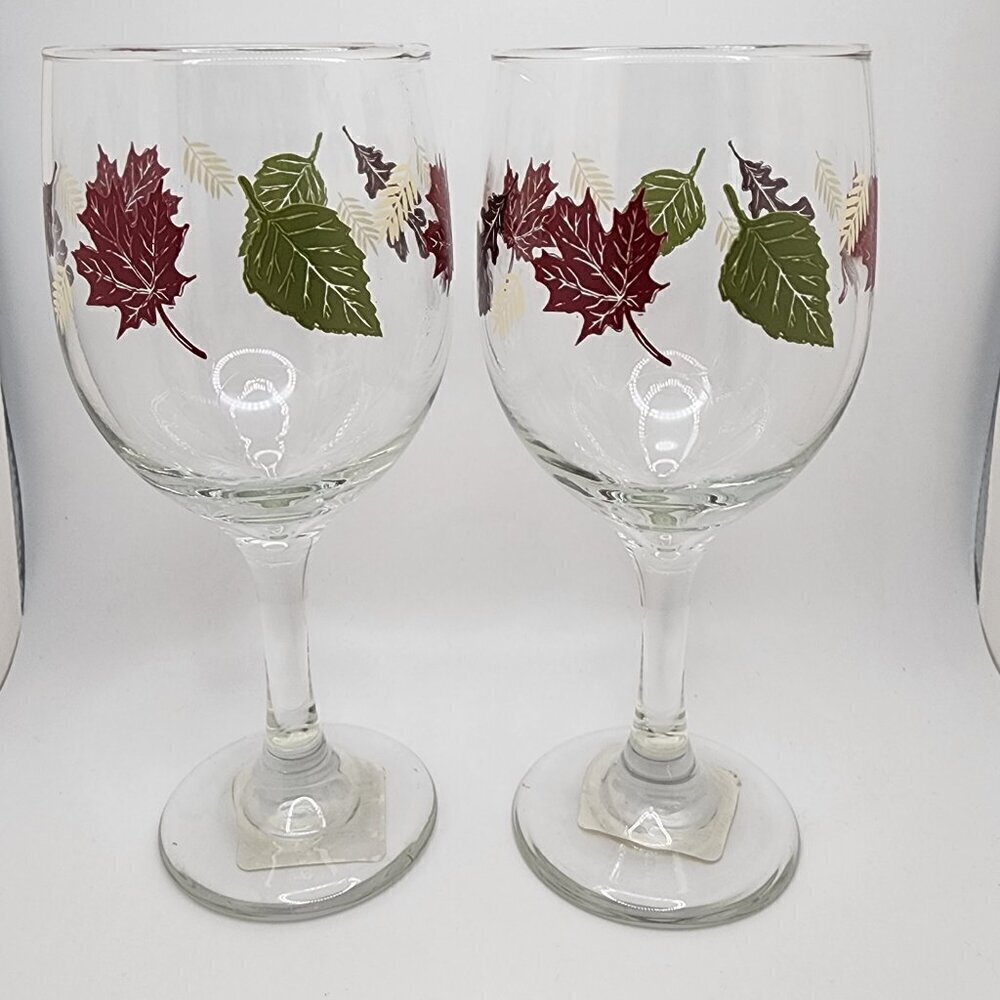 Set of 2 "Fall Leaves" Wine Glasses - Picture 3 of 8